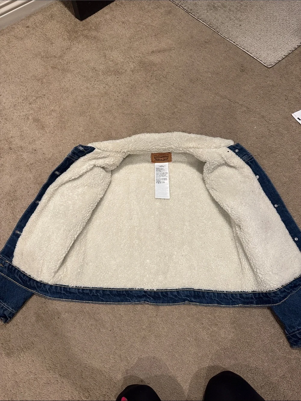 Levi's Kids Blue Denim Jacket with Cream Sherpa Collar